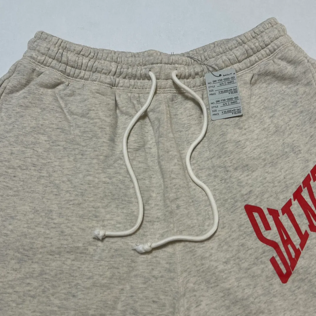 SAINT Mxxxxxx 'SAINT' SWEAT SHORTS/GRY/BLK embroidered SAINT LOGO basic shorts, distressed gray/washed black S-XL, four needles and six threads throughout, produced by a major domestic factory, imported Tajima machine embroidery, washed and distressed, original version